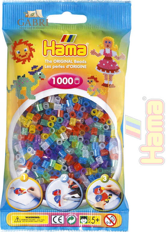 HAMA Korálky dětské zažehlovací třpytivé set 1000ks v sáčku midi plast