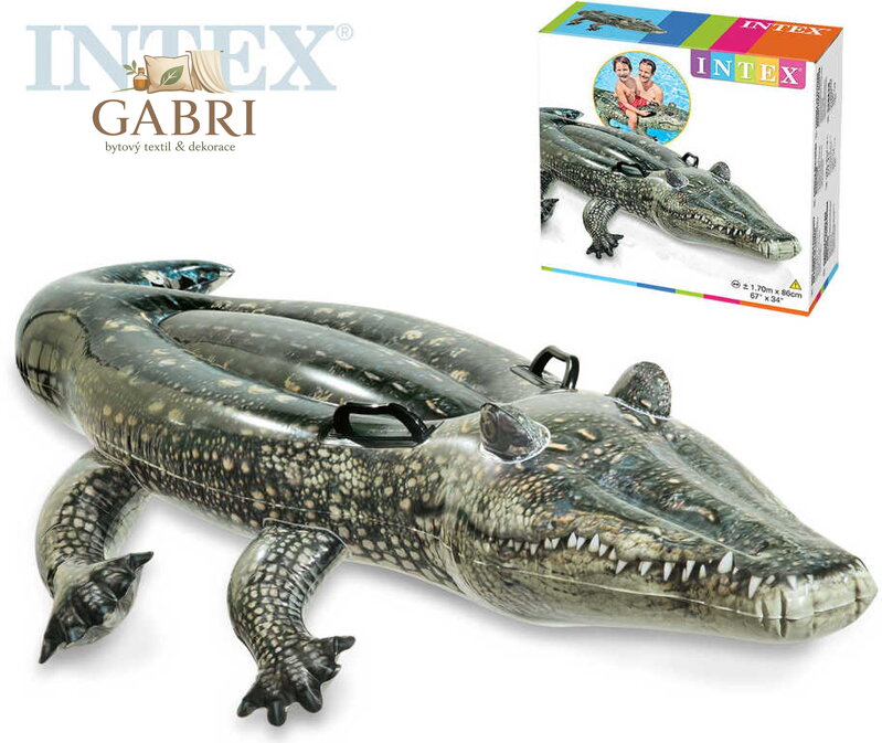 INTEX Krokodýl nafukovací s úchyty 170x86cm dětské vozítko do vody 57551