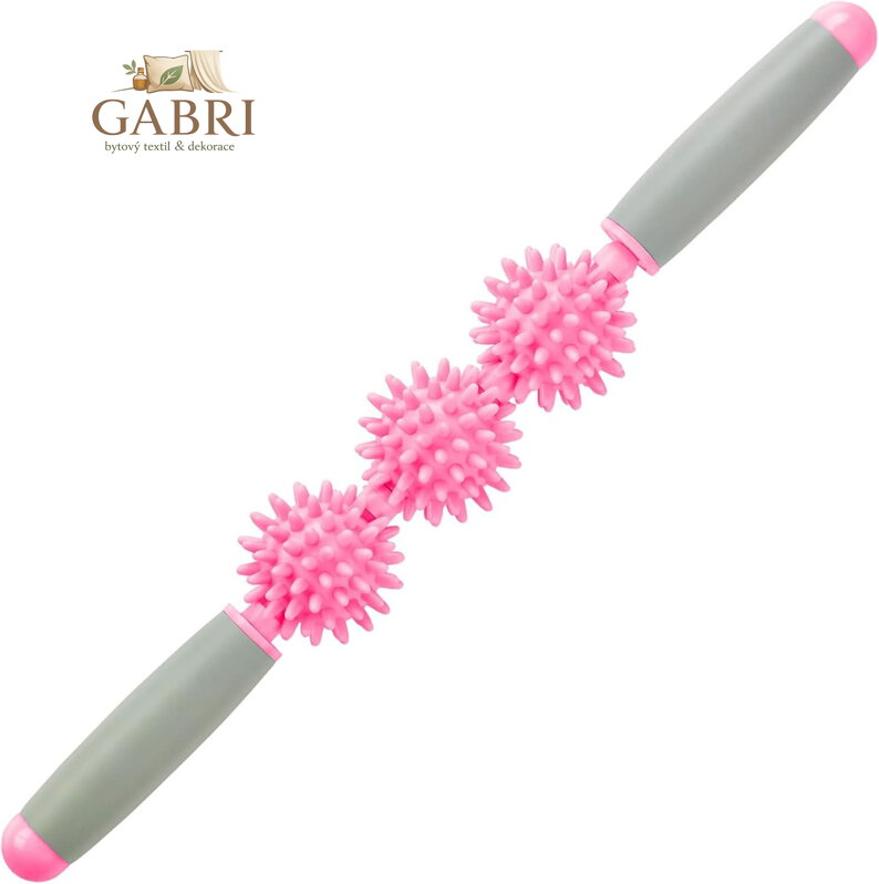 MERCO Tyč masážní rehabilitační 40cm roller na uvolnění svalů růžový