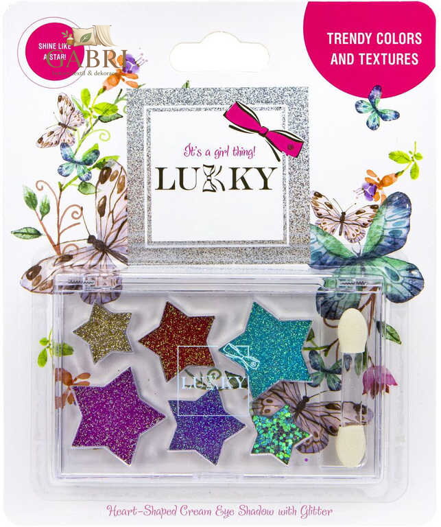 LUKKY Dětské oční stíny se třpytkami a aplikátorem 6 odstínů hvězda na kartě