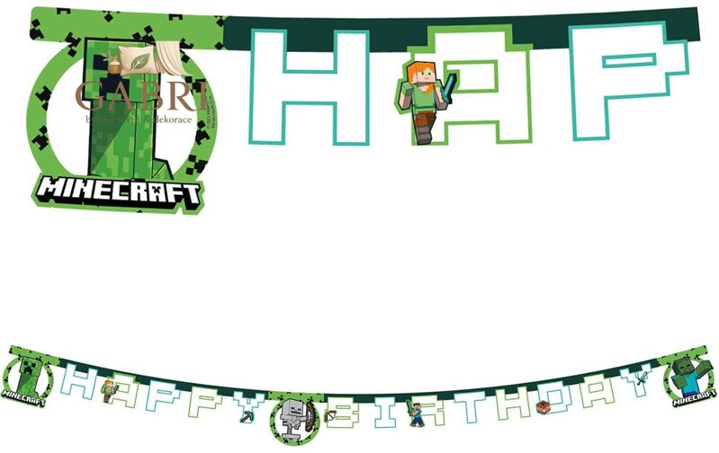 PROCOS Banner Minecraft 200cm závěsná dekorace narozeninová párty