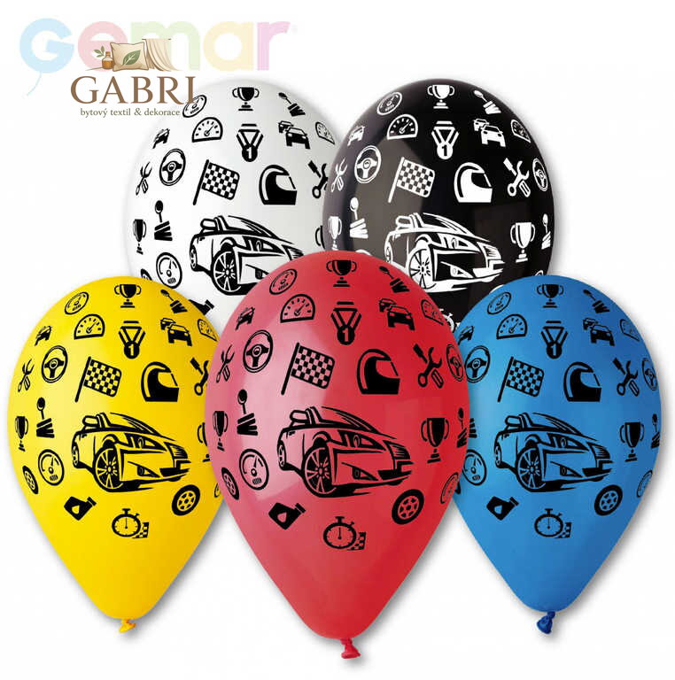 GEMAR Balónek nafukovací 30cm Pastelový potisk AUTA různé barvy 1ks