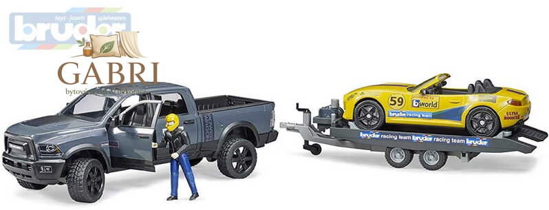 BRUDER 02504 RAM Roadster Racing Team set odtahovka se sporťákem a figurkou