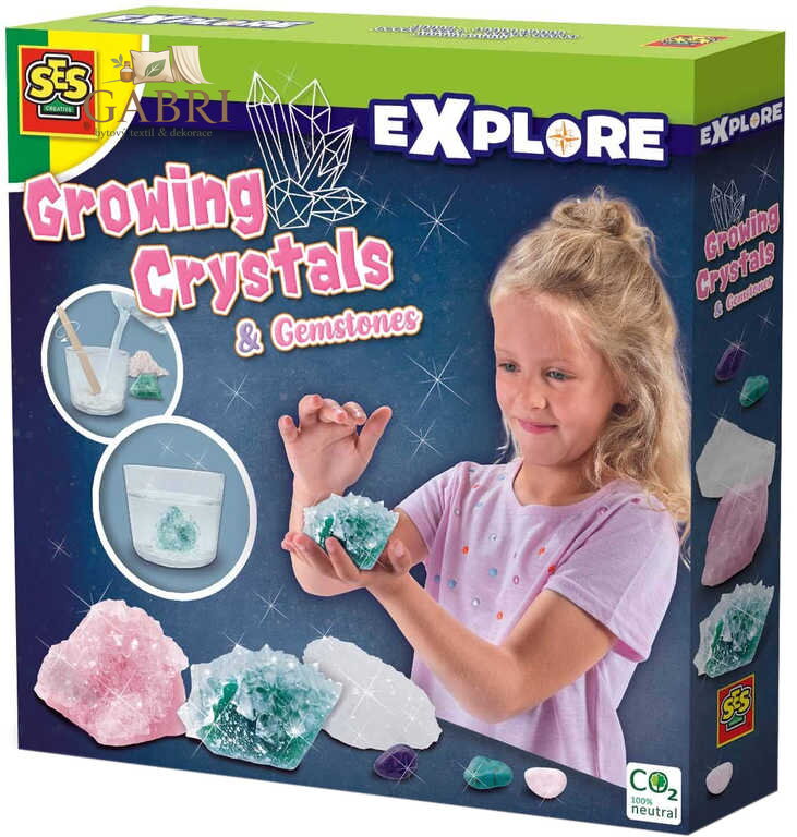 SES CREATIVE Rostoucí krystaly a drahokamy experimentální set v krabici