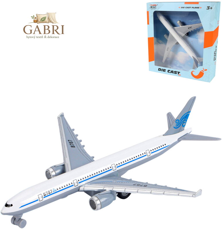 Letadlo dopravní kovové 19cm zpětný chod v krabici