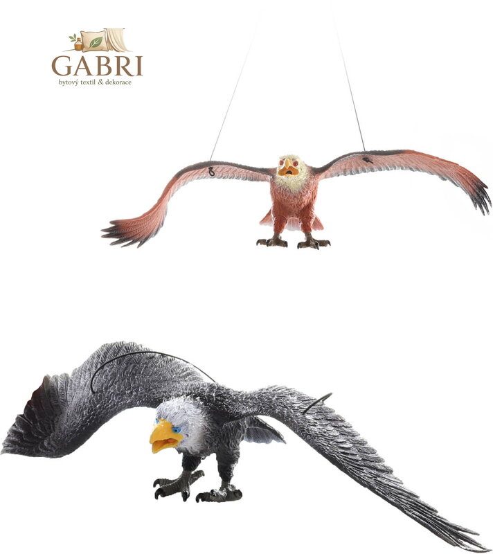 Pták orel 38cm plastové zvířátko na gumě k zavěšení 2 barvy plast