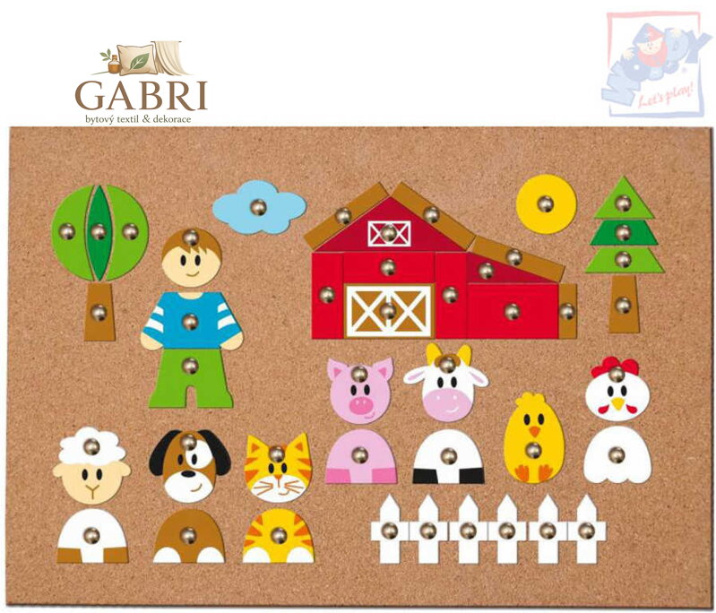 WOODY DŘEVO Hra s kladívkem Zvířátka natloukací tvary na korkové desce