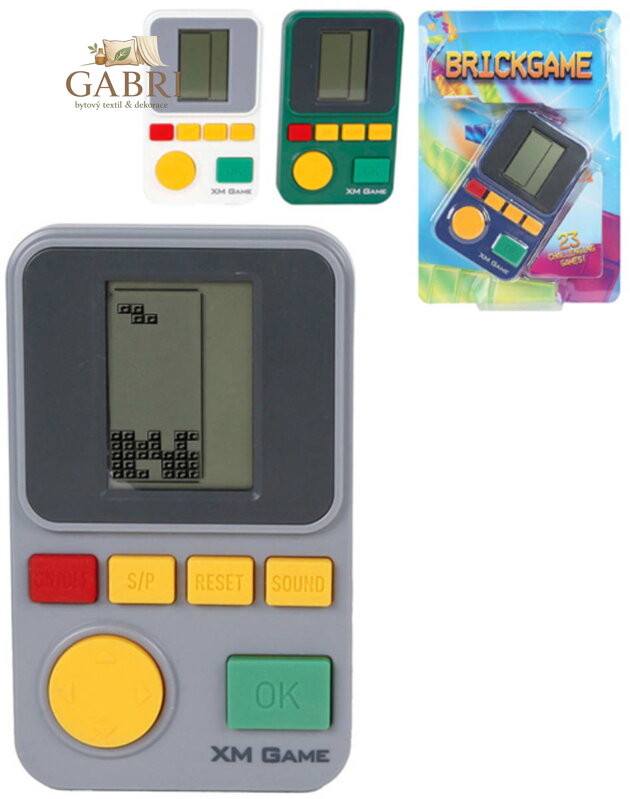 Hra retro digitální konzole Tetris Brick Game padající kostky na baterie Zvuk