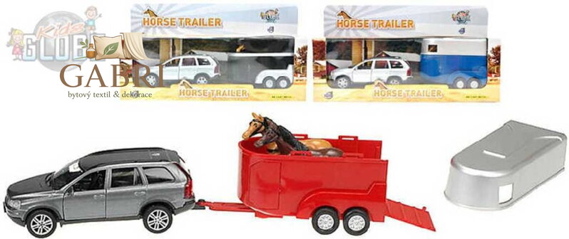 KIDS GLOBE Auto Volvo XC90 kovové PB přívěs s koněm