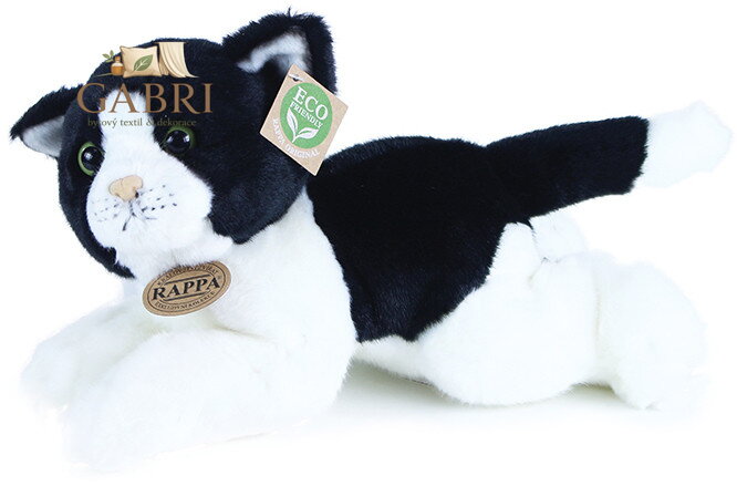 PLYŠ Kočka ležící 30cm černo-bílá Eco-Friendly *PLYŠOVÉ HRAČKY*