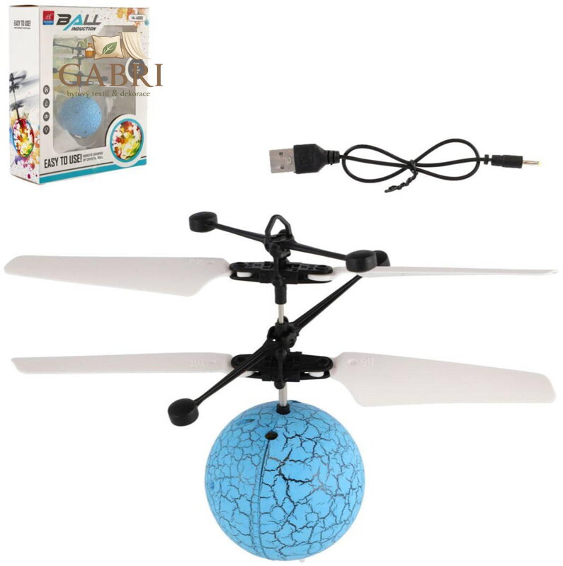 Koule vrtulníková modrá ovládání pohybem ruky na baterie USB Světlo