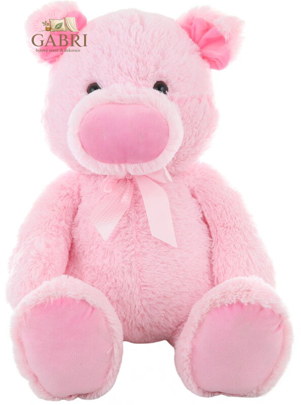 PLYŠ Prasátko sedící 75cm s mašličkou *PLYŠOVÉ HRAČKY*