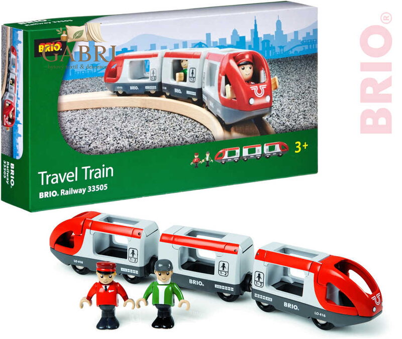 BRIO DŘEVO Vlak osobní s vagonky set 5ks se 2 panáčky v krabici