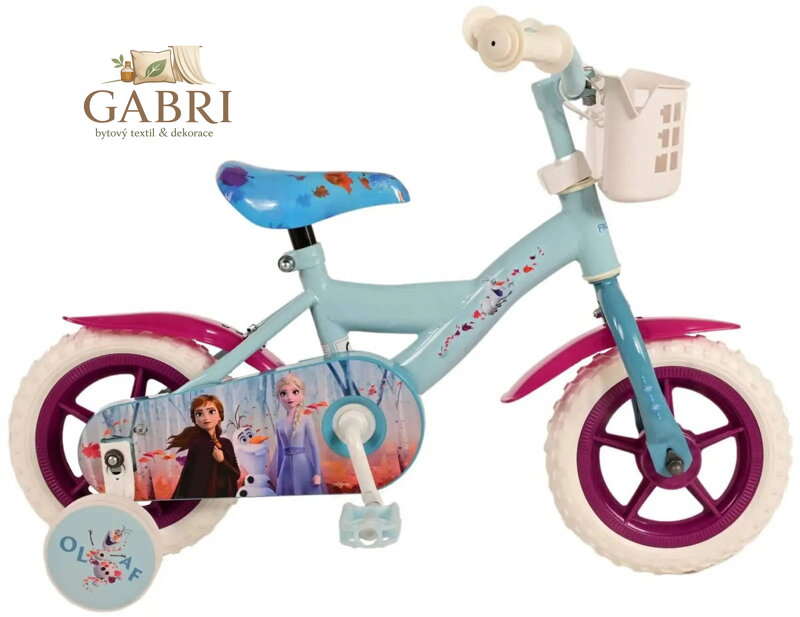 VOLARE Dětské kolo Frozen 2 10" růžové balanční kolečka s košíkem