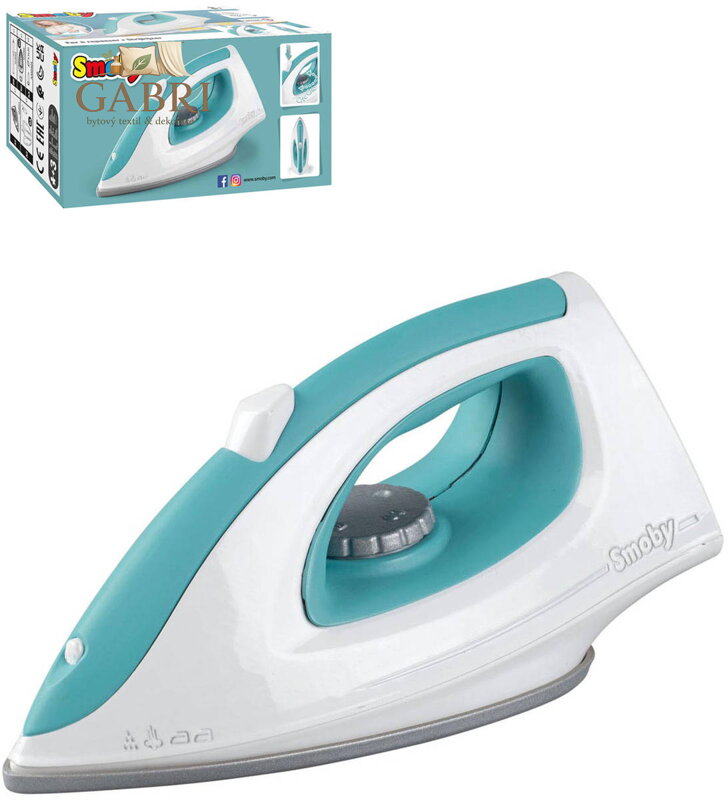 SMOBY Žehlička dětská napařovací 18cm modro-bílá plast