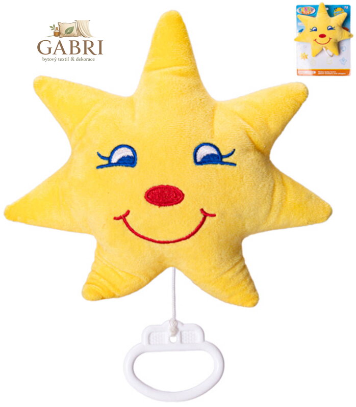 PLYŠ Hvězdička baby na natažení hrací strojek usínáček pro miminko