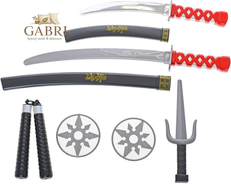 Bojovník ninja zbraně dětský akční set samurajský meč 2ks s doplňky