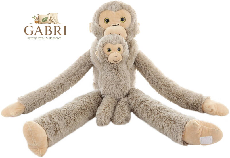 PLYŠ Opice 82cm s mládětem na suchý zip dlouhé končetiny *PLYŠOVÉ HRAČKY*
