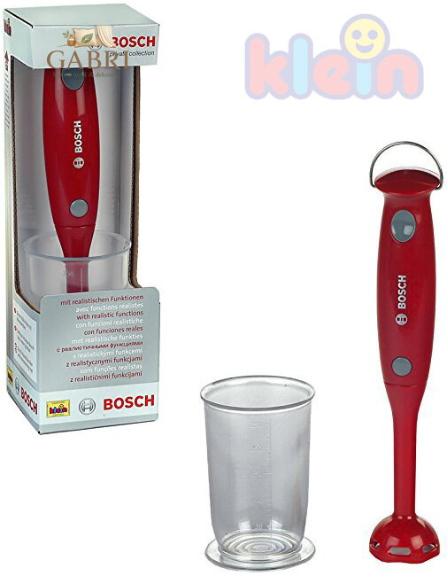KLEIN BOSCH Mixer dětský 27cm ruční tyčový set s nádobkou na baterie Zvuk
