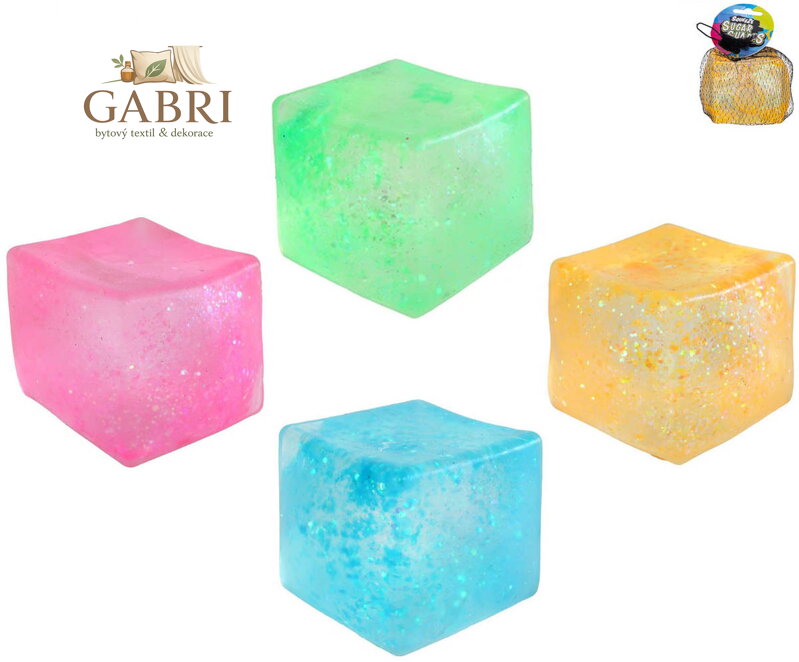 Kostka mačkací strečová antistresová 7,5cm ECO kubus 4 barvy