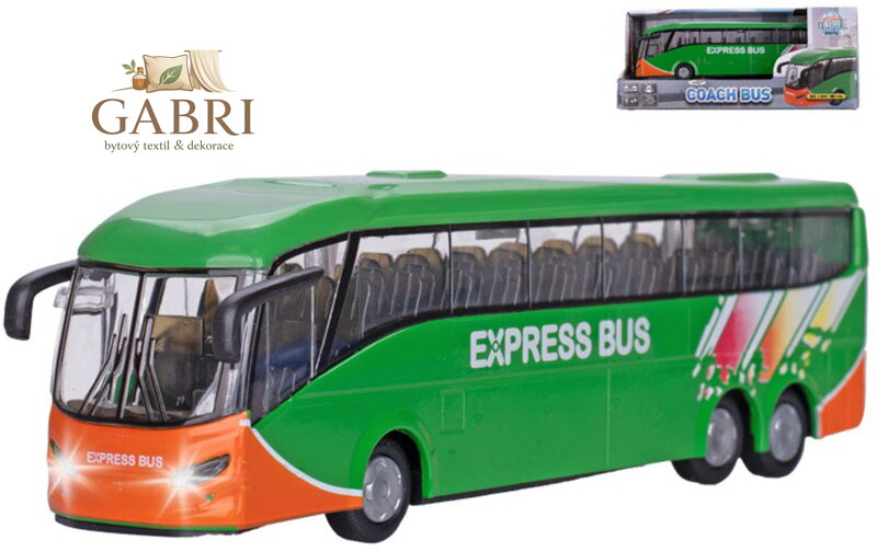 KIDS GLOBE Autobus kovový zpětný chod na baterie Světlo Zvuk