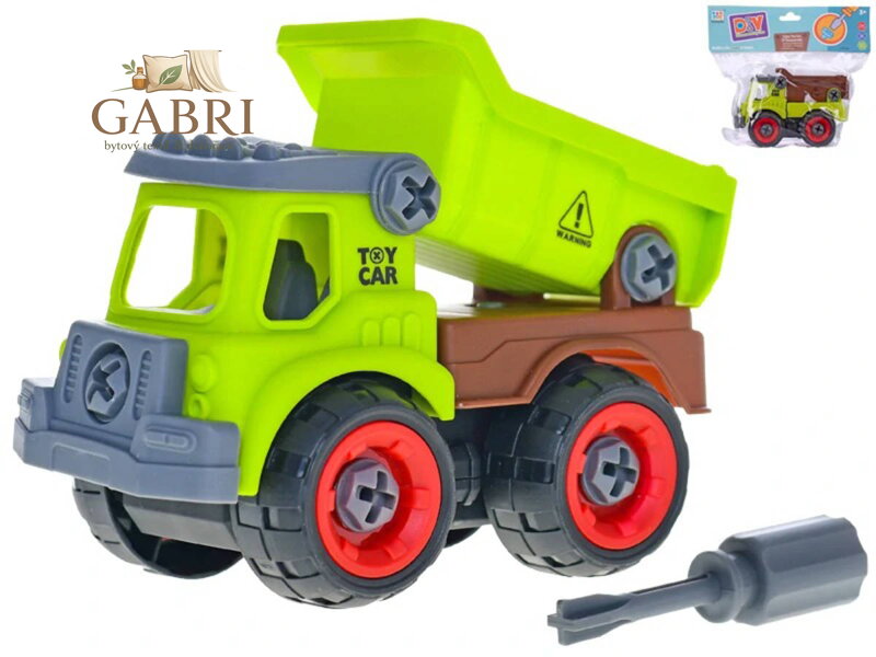 Auto sklápěčka montážní šroubovací set s nástrojem volný chod 2 barvy