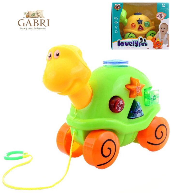 Želva baby tahací zvířátko na baterie pro miminko 2 barvy Světlo Zvuk