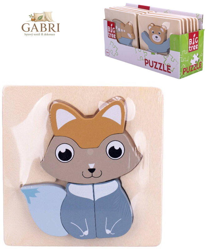 DŘEVO Puzzle baby vkládací zvířátka 5 dílků skládačka na desce 3 druhy