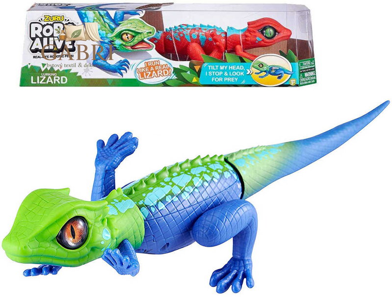 ZURU Robo Alive ještěrka zvířátko na baterie reaguje na dotek realistický vzhled 2 barvy plast