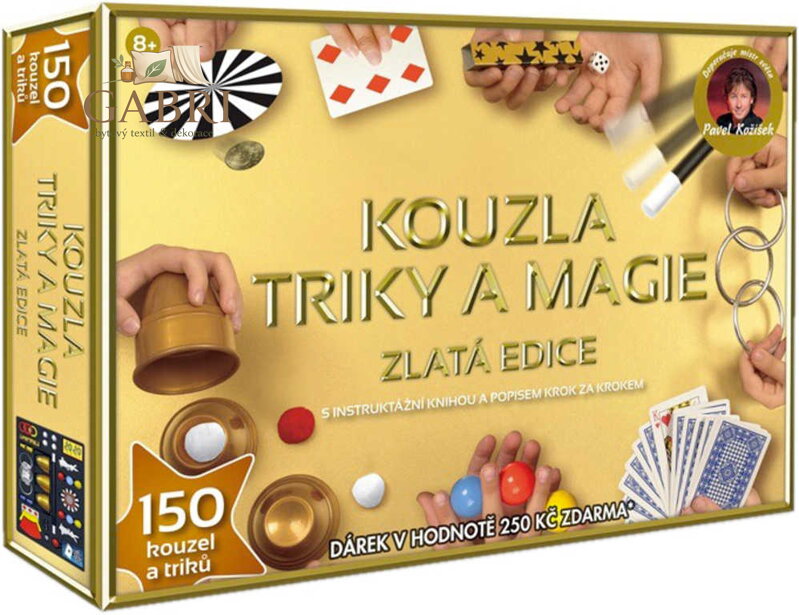 Sada Kouzla, triky, magie zlatá edice 150 kouzel a triků v krabici dárek Zdarma