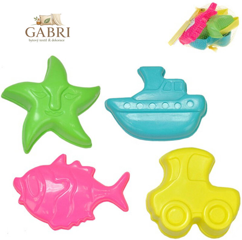 Formičky barevné 11-13cm bábovičky na písek set 4ks