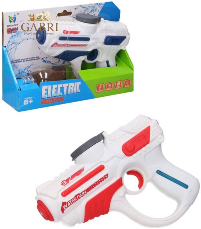 Pistole dětská elektrická vodní stříkací na vodu na baterie 2 barvy