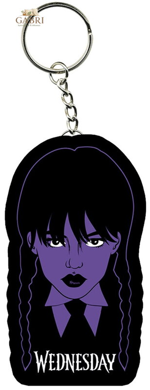 Klíčenka Wednesday hlava přívěsek na klíče s kovovým kroužkem