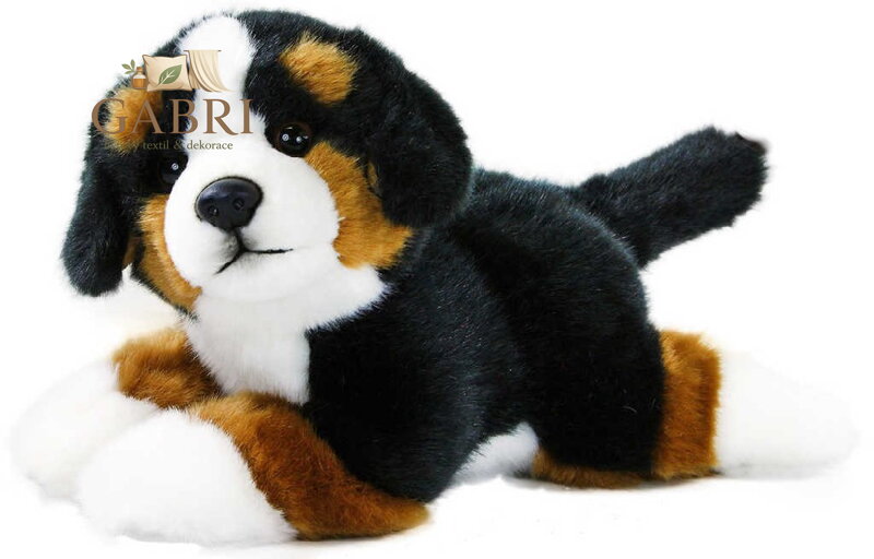 PLYŠ Pes salašnický bernský 23cm ležící pejsek salašník *PLYŠOVÉ HRAČKY*