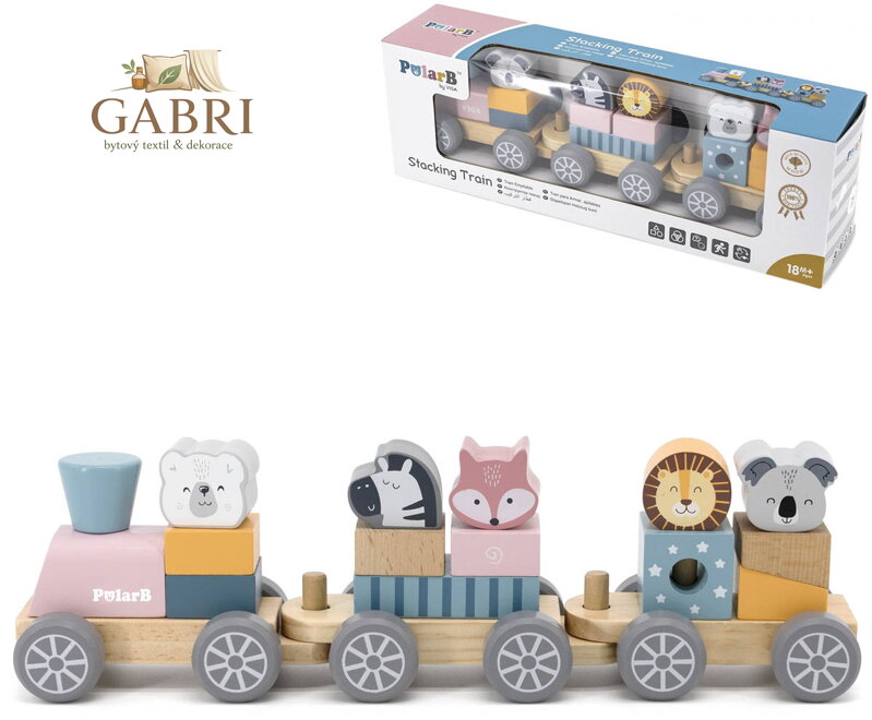 VIGA DŘEVO PolarB Mašinka vláček se zvířátky baby *DŘEVĚNÉ HRAČKY*