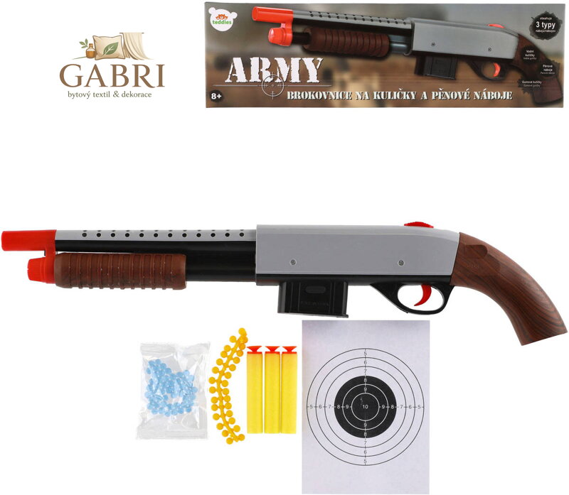 Brokovnice dětská zbraň na pěnové náboje / vodní a gumové kuličky set s náboji