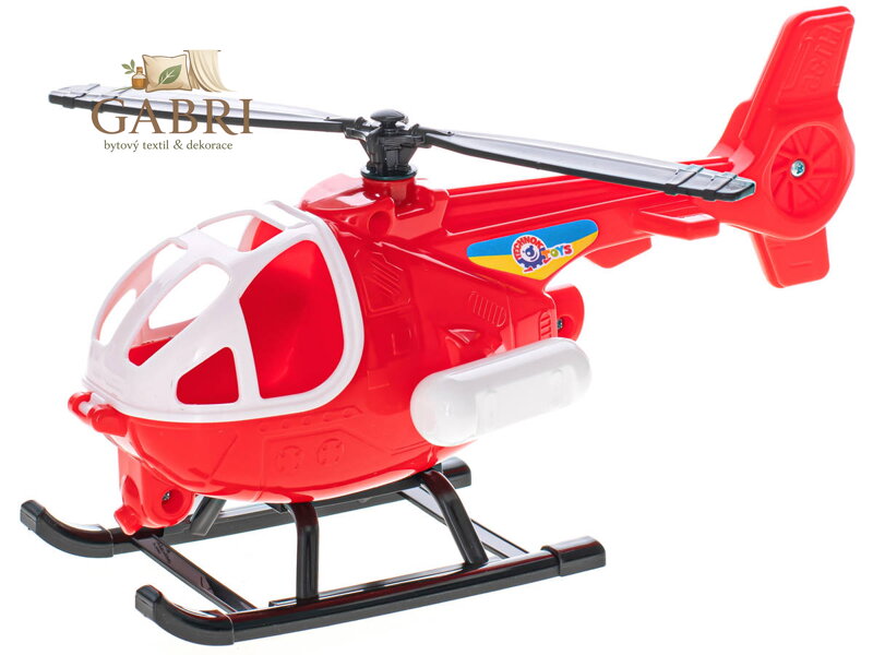 Vrtulník červený 25cm plastová helikoptéra otevírací kabina