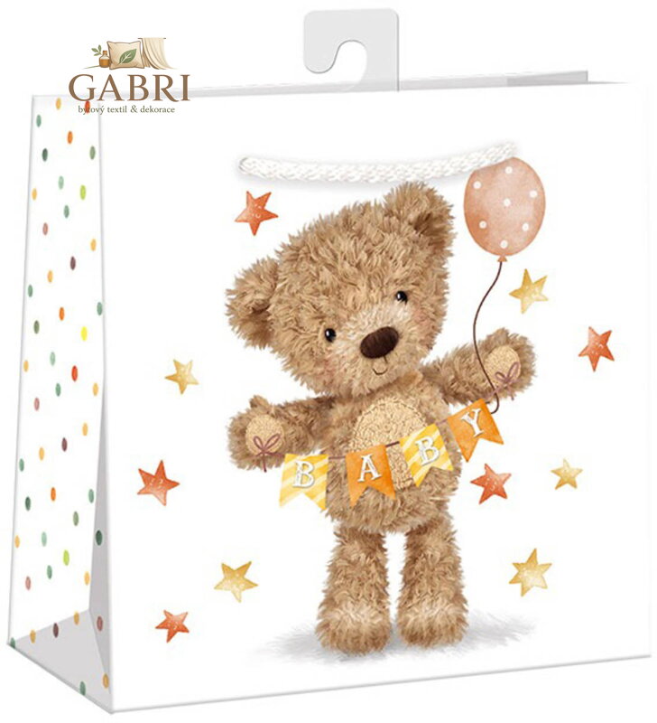 ARGUS Taška dárková medvídek 16x16x8cm papírová matná