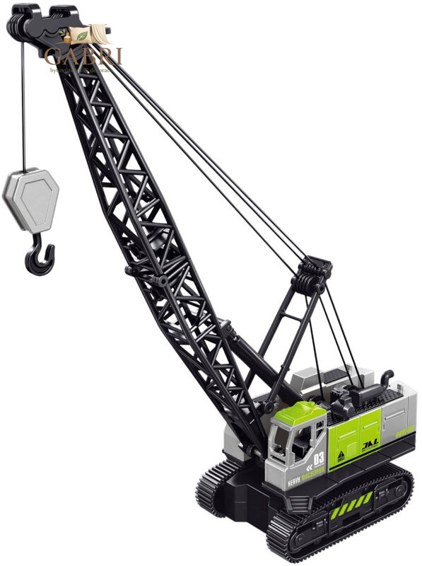 Jeřáb pásový stavební 20cm pracovní stroj šedý plastový