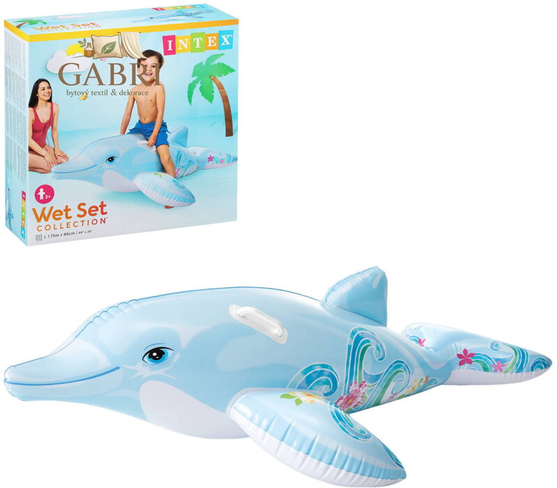 INTEX Delfín nafukovací dětské plavidlo 175x66cm s úchyty do vody 58535