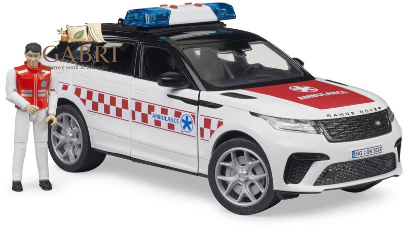BRUDER 02885 Auto Range Rover Velar ambulance model na baterie Světlo Zvuk