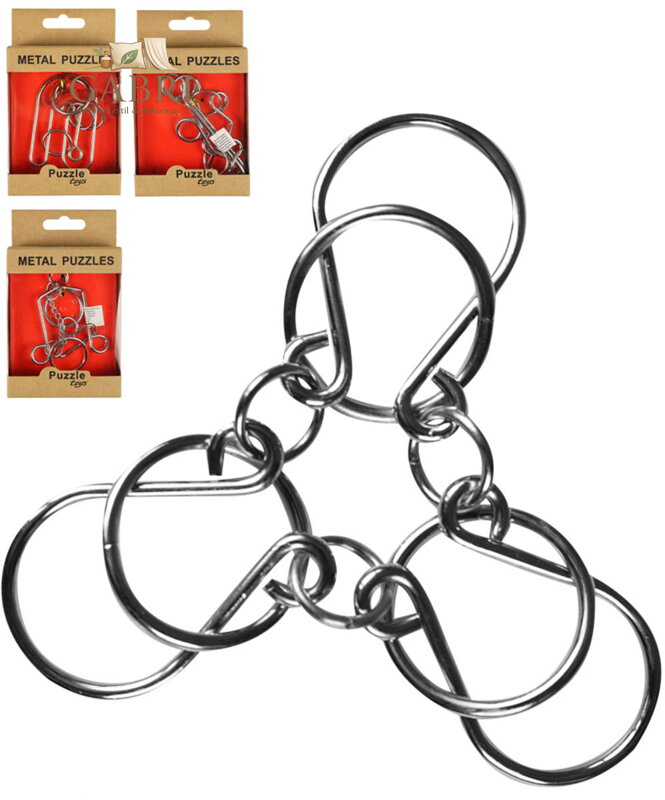Hra hlavolam kovový puzzle skládačka 4 druhy v krabičce