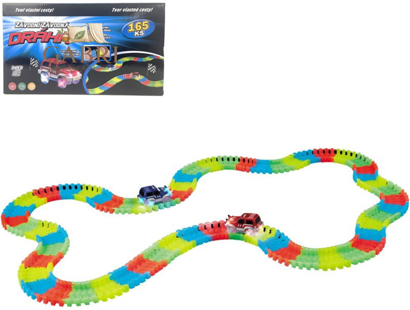 Variabilní dráha svítící ve tmě 165 dílků s autíčkem na baterie LED Světlo