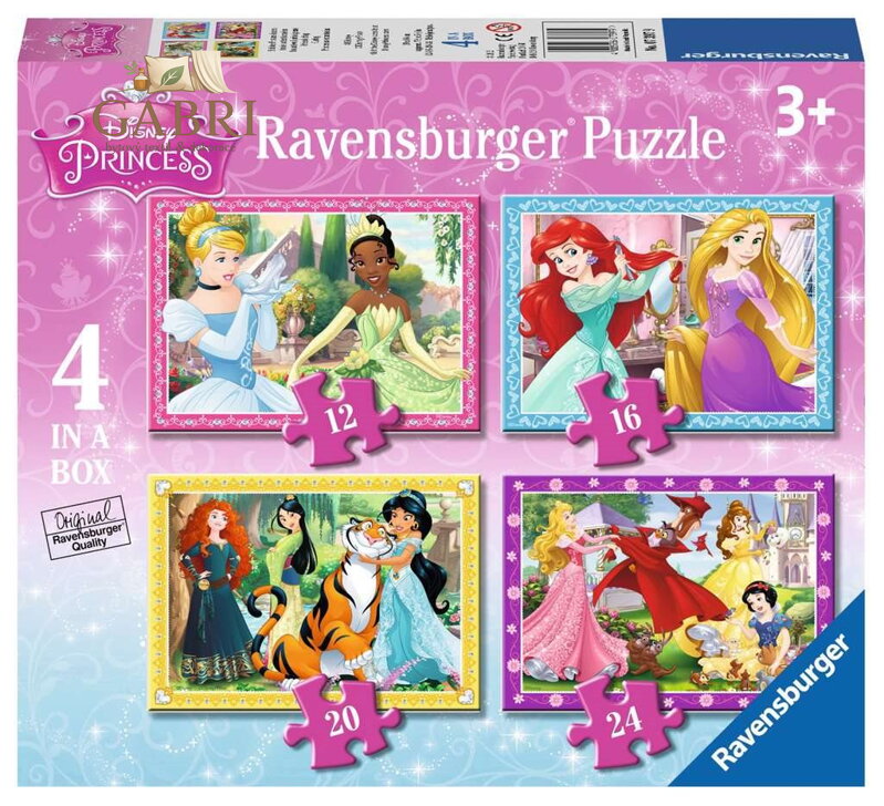 RAVENSBURGER Puzzle Disney Princezny: Láskyplná péče 4v1 (12,16,20,24 dílků)