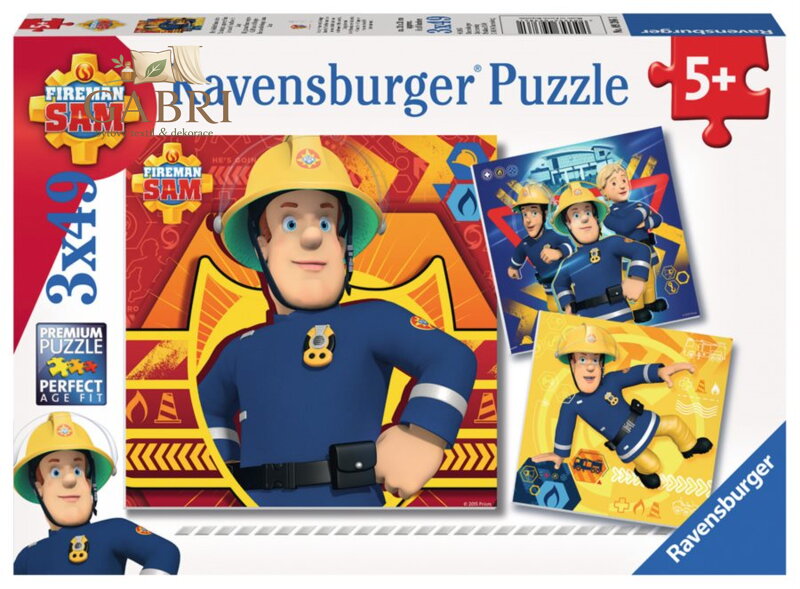 RAVENSBURGER Puzzle Požárník Sam v nebezpečí 3x49 dílků