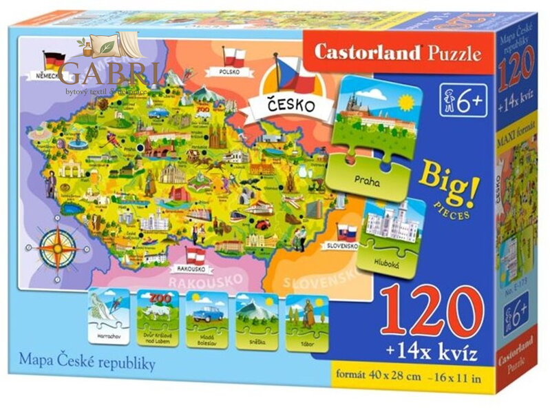 CASTORLAND Puzzle Mapa České republiky 120 dílků