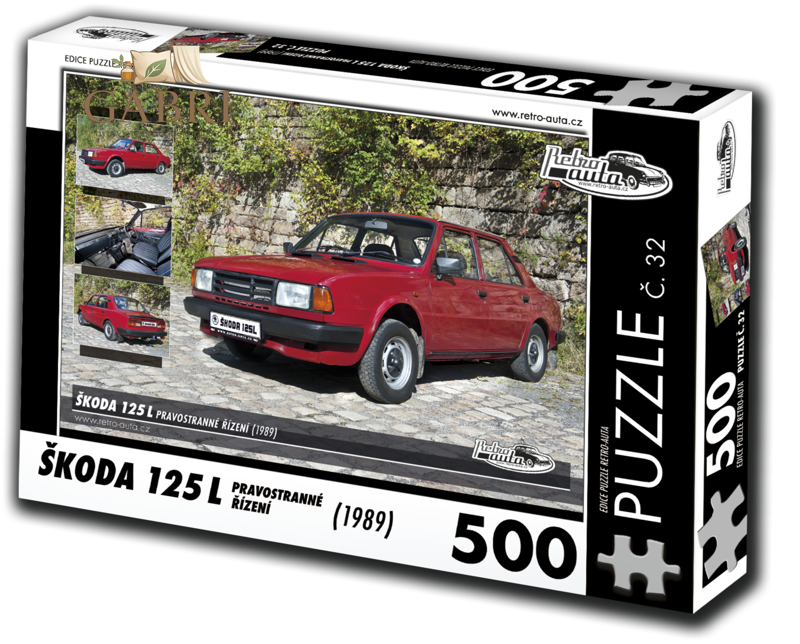 RETRO-AUTA Puzzle č. 32 Škoda 125 L (1989) - pravostranné řízení 500 dílků