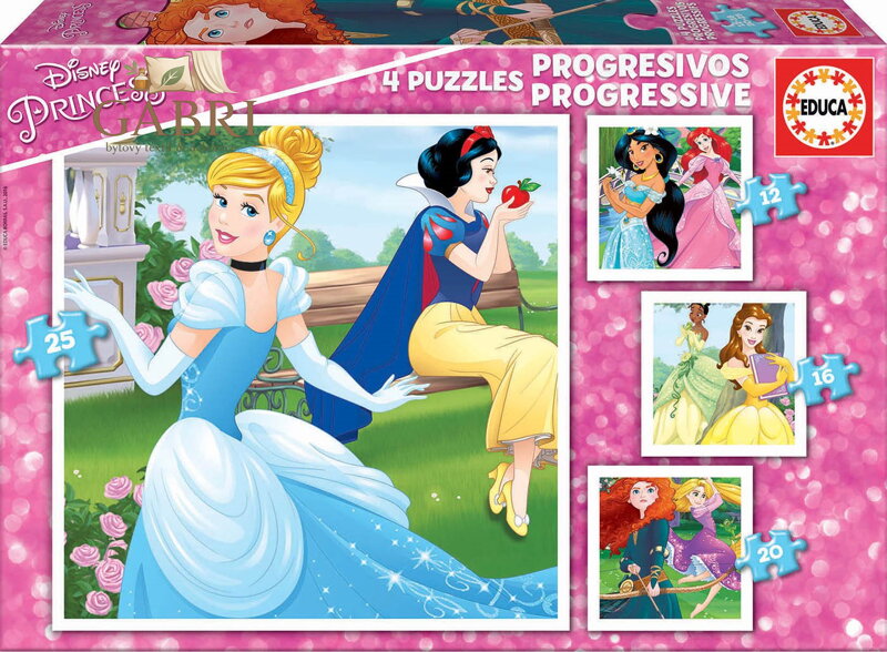 EDUCA Puzzle Disney princezny 4v1 (12,16,20,25 dílků)
