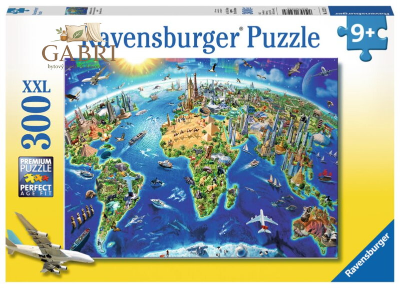 RAVENSBURGER Puzzle Mapa světových památek XXL 300 dílků
