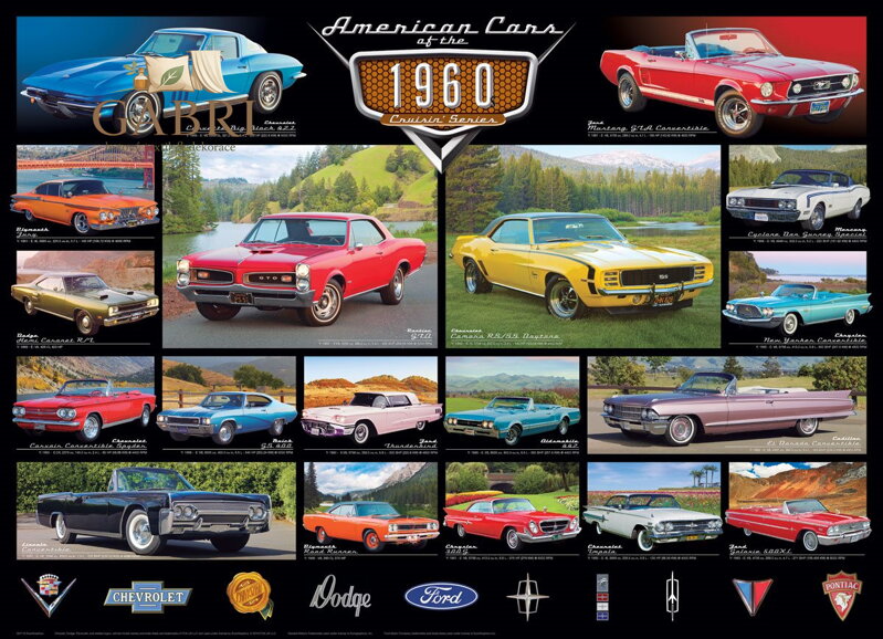 EUROGRAPHICS Puzzle Americká auta z roku 1960, 1000 dílků